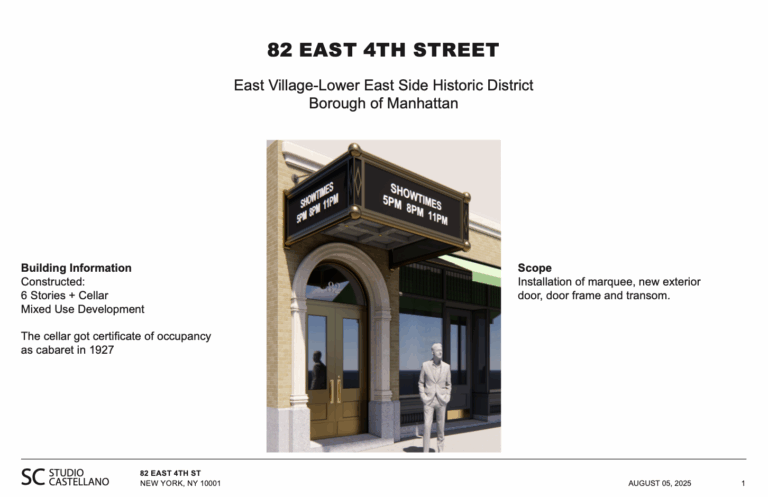 82 East 4th St.: LPC CofA Application for New Marquee and Doorway